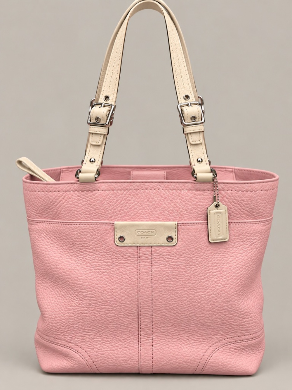 Vintage Coach Hamilton Pebbled Leather Handbag-Pink